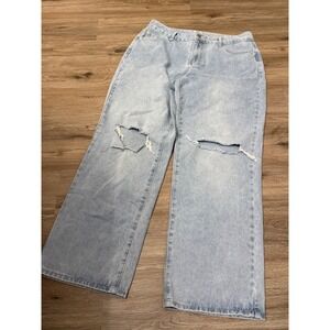 Revelation Womens Light Wash Cargo Denim Jeans‎ Straight Leg LEO-2415-LT Blue 14